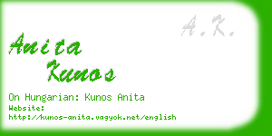 anita kunos business card
